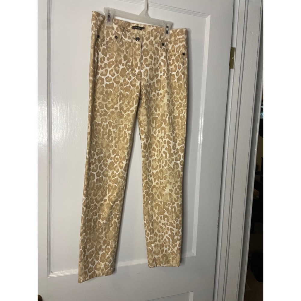 J.McLaughlin Women's Tan Beige Leopard Print Stretch Ankle Skinny Pants Size 2